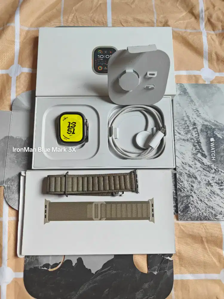 Apple Watch iWatch Ultra 2 BH 100 Titanium 49mm Fullset Original Mulus