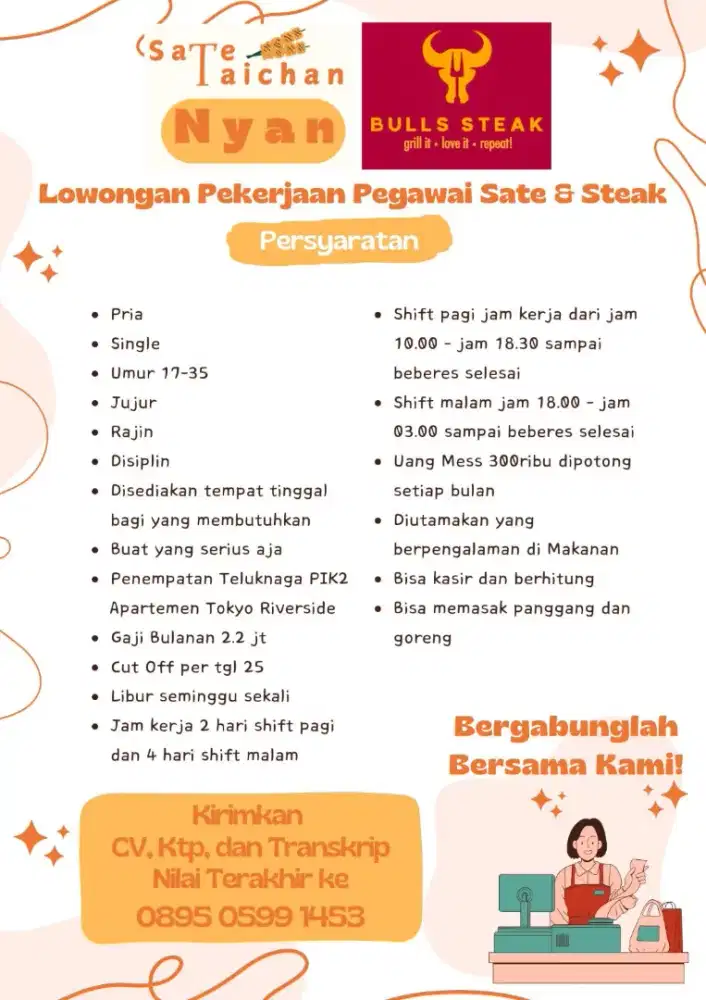 Lowongan Karyawan Sate dan Steak Urgent