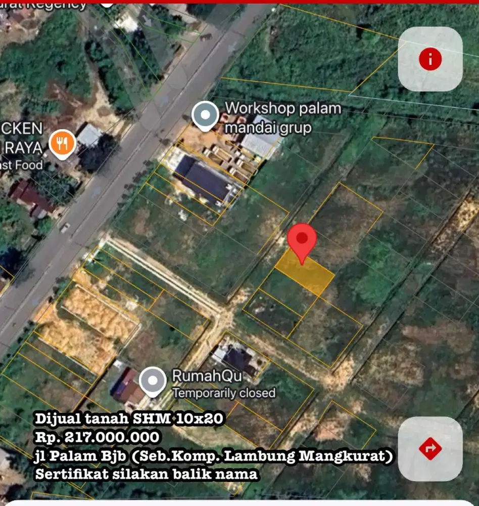 Jual tanah shm  banjarbaru