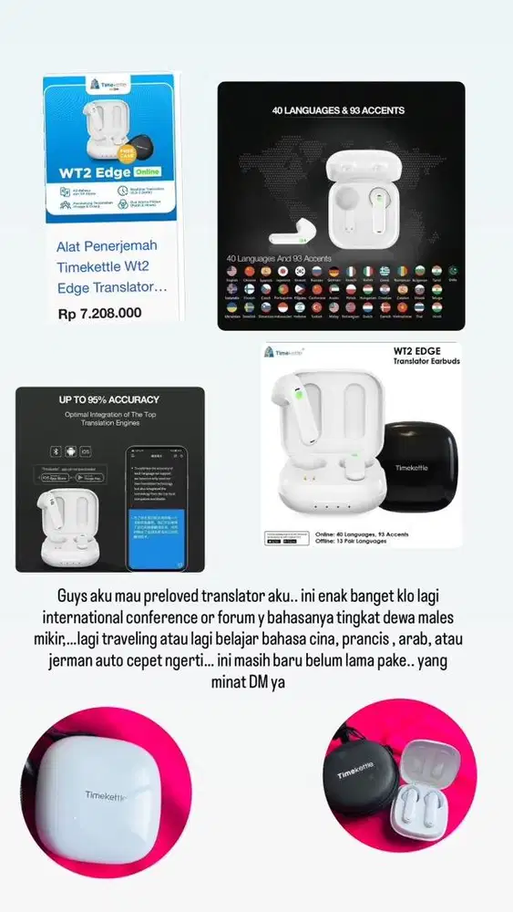 Translator Timekettle WT2 Edge  Earbuds | Like New | 40 Bahasa