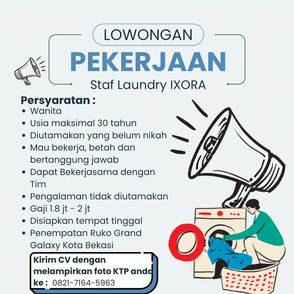 Dicari karyawan laundry