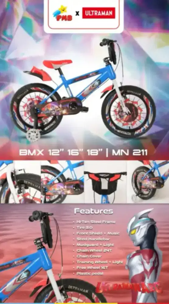 Sepeda Bmx Anak Mortein Ultraman uk16 18