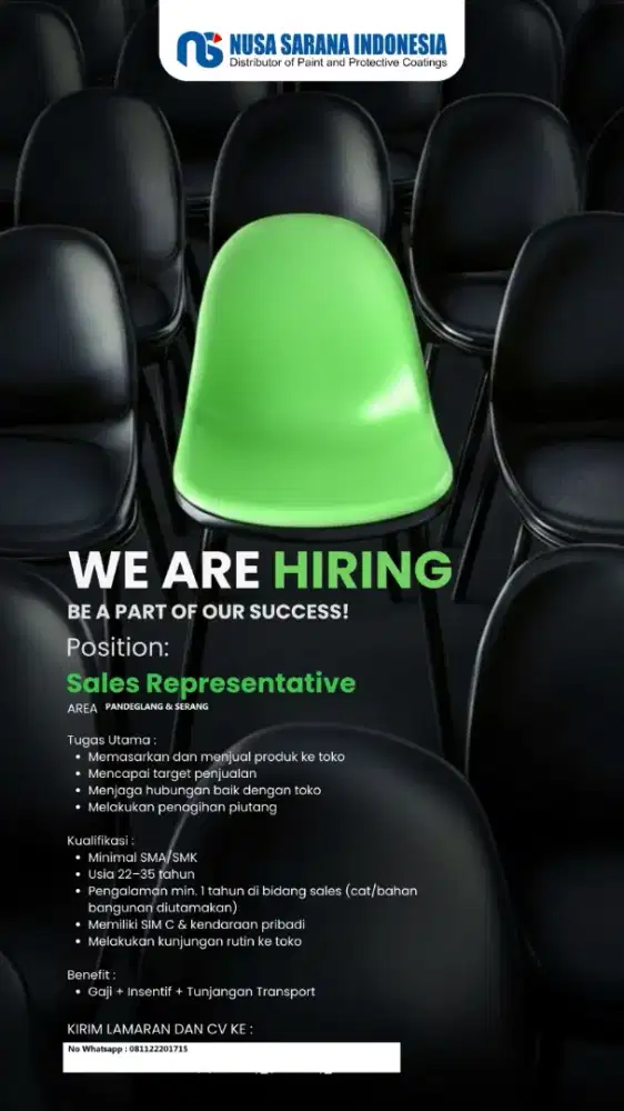 Dibutuhkan Sales Representative Cat Bangunan