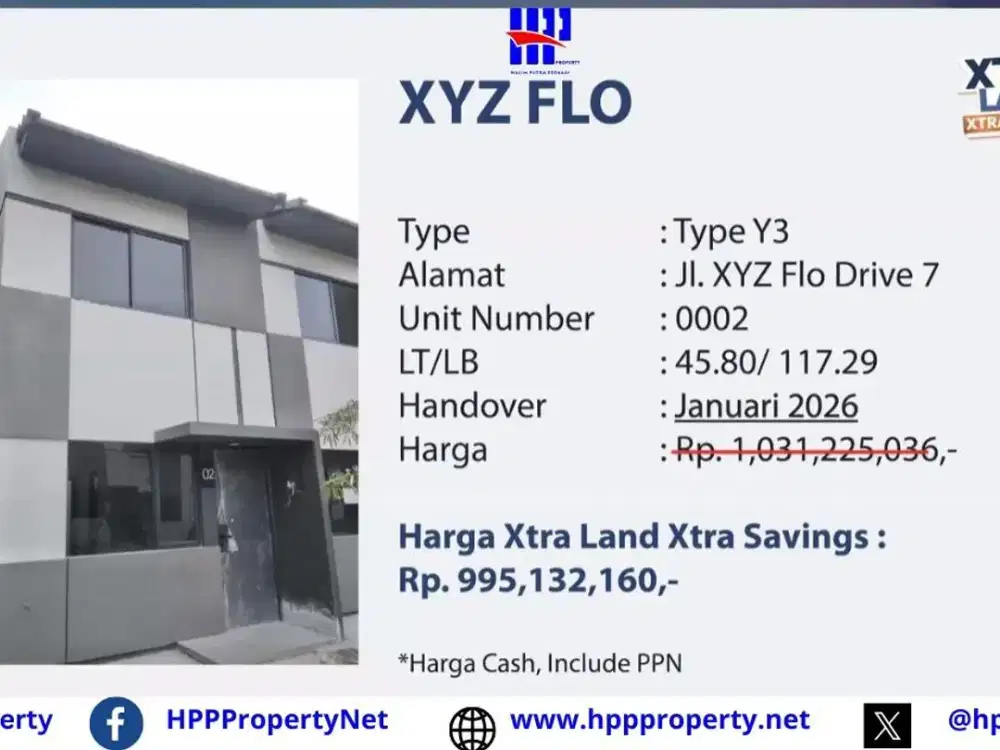 Park Serpong – XTRA Land, XTRA Savings | XYZ FLO – Type Y3