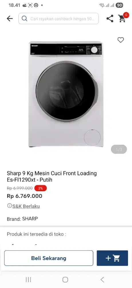 Sharp 9 kg mesin cuci front loading