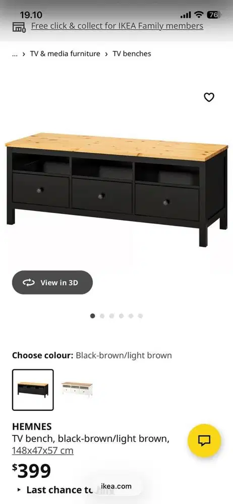 Meja TV Ikea, type Hemnes
