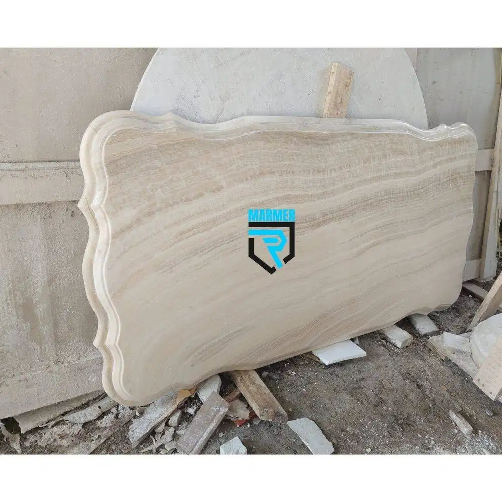 Daun meja model mawar batu onix coklat terang motif