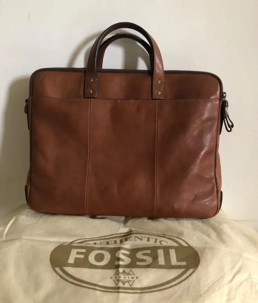 Tas Fossil Original Brown Leather Briefcase
