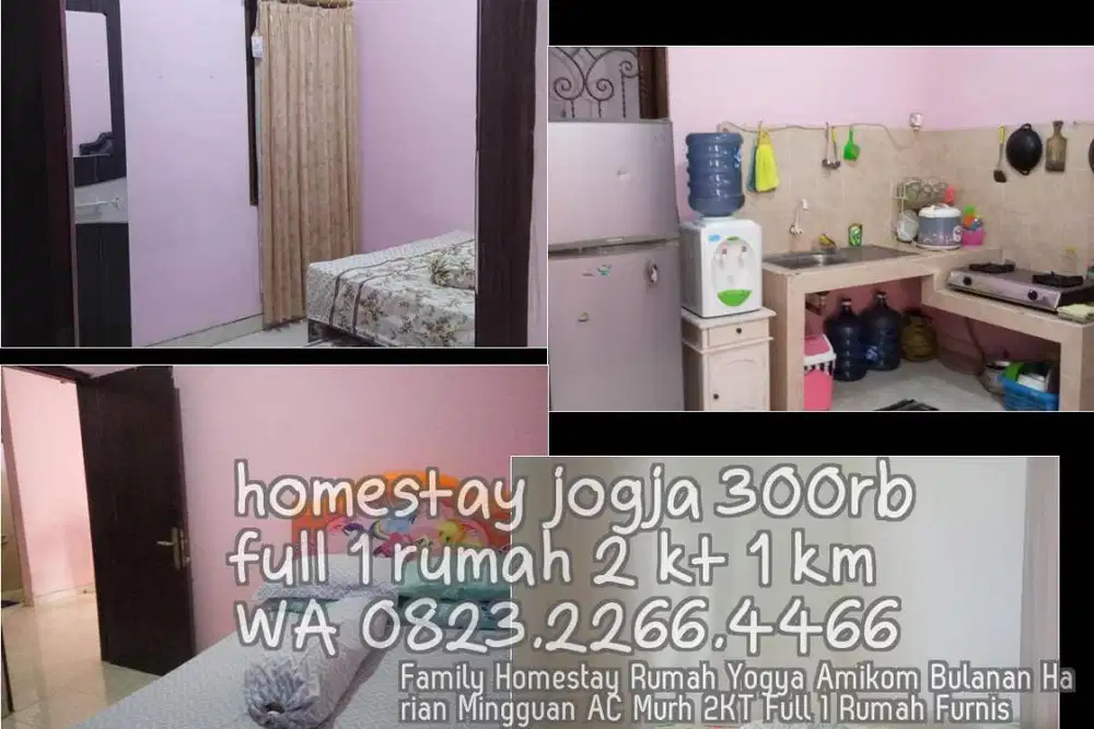 Family Homestay Rumah Yogya Amikom Bulanan Harian Mingguan AC Murh 2KT