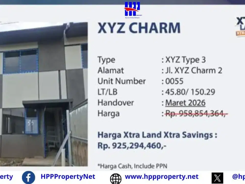 Park Serpong – XTRA Land, XTRA Savings | XYZ CHARM – Type Y3