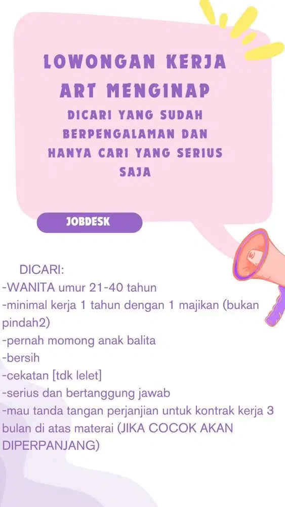 LOWONGAN KERJA ART MENGINAP