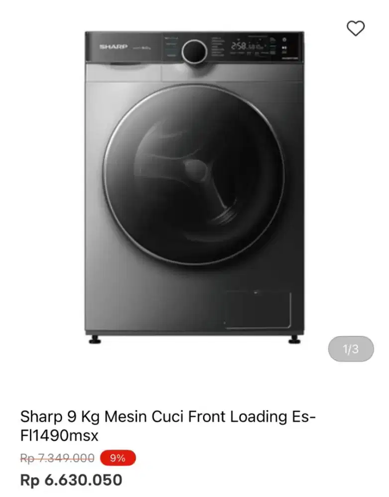 SHARP MESIN CUCI FRONT LOADING 9KG ES-FL1490MSX