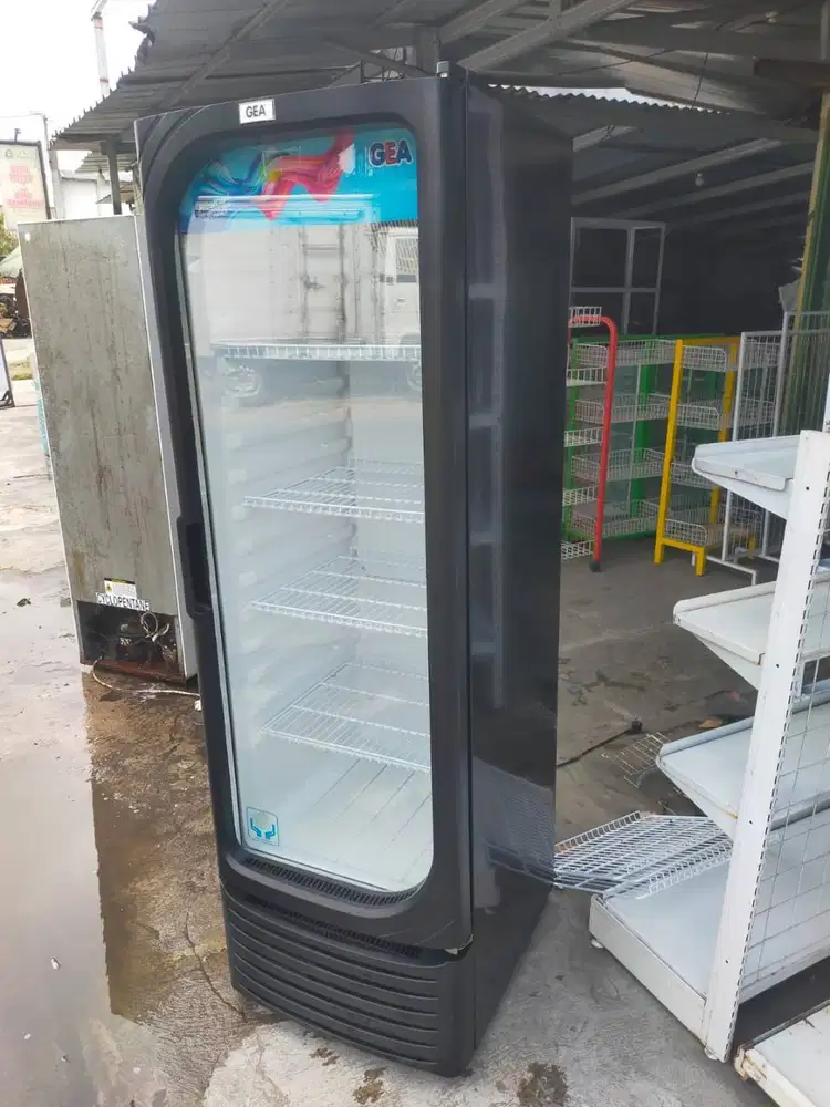 Showcase 1 pintu bekas murah merk GEA 360L normal jaya