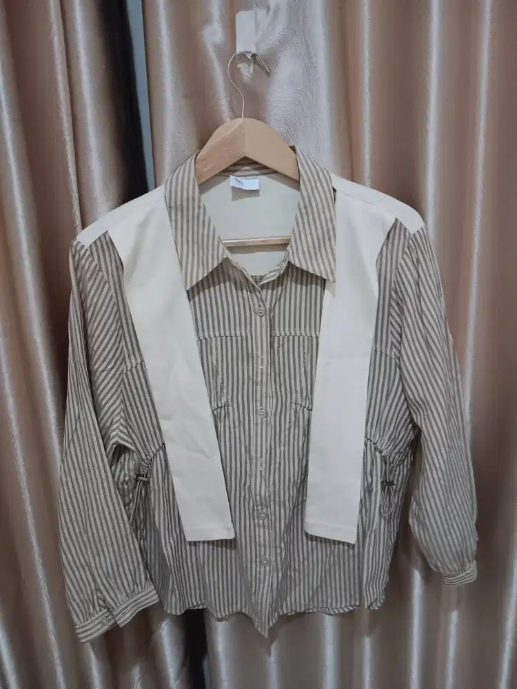 Baju garis2 vertikal krem coklat
