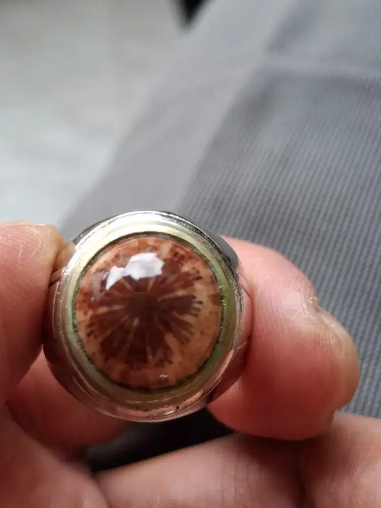 Cincin batu teratai merah tunggal