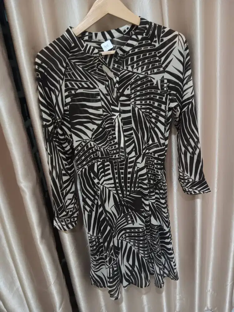 Dress coklat krem lengan panjanh