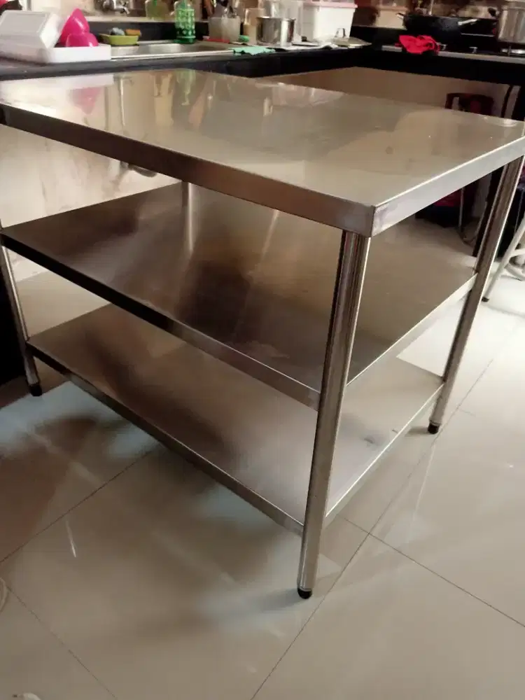Meja stainless steel 3 susun ukuran 110x75x85
