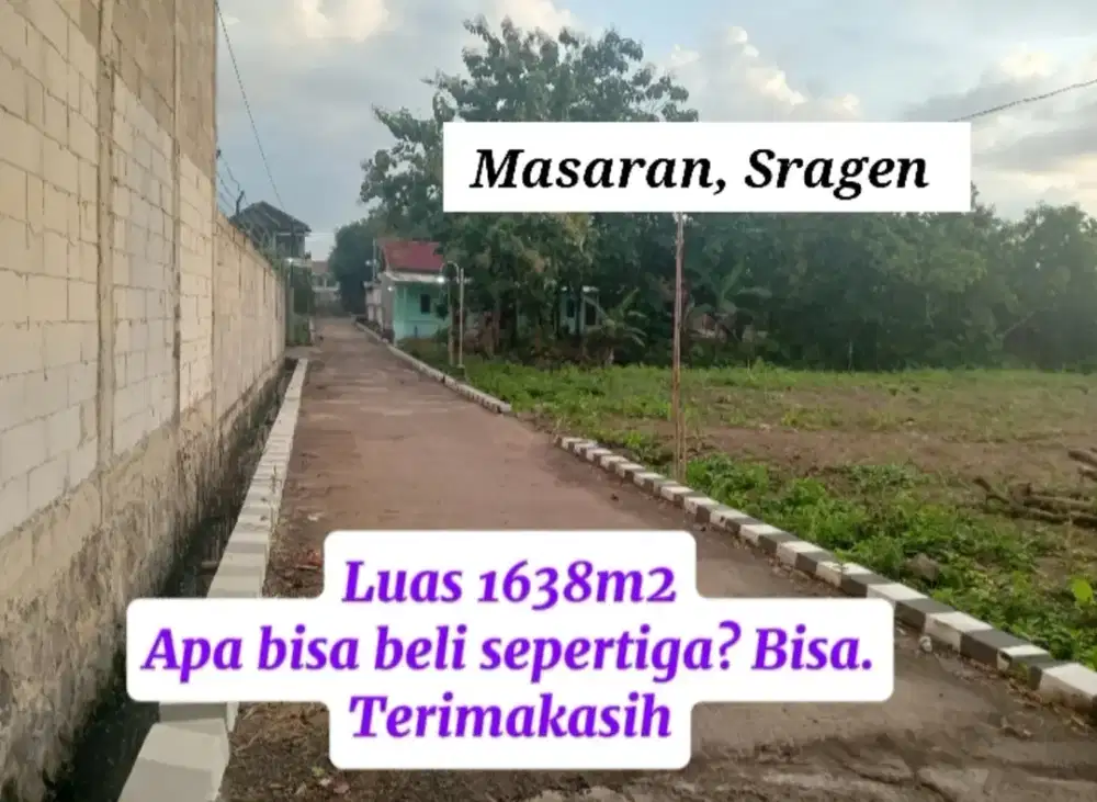 Tanah dekat TK IT AZZAHRA MASARAN