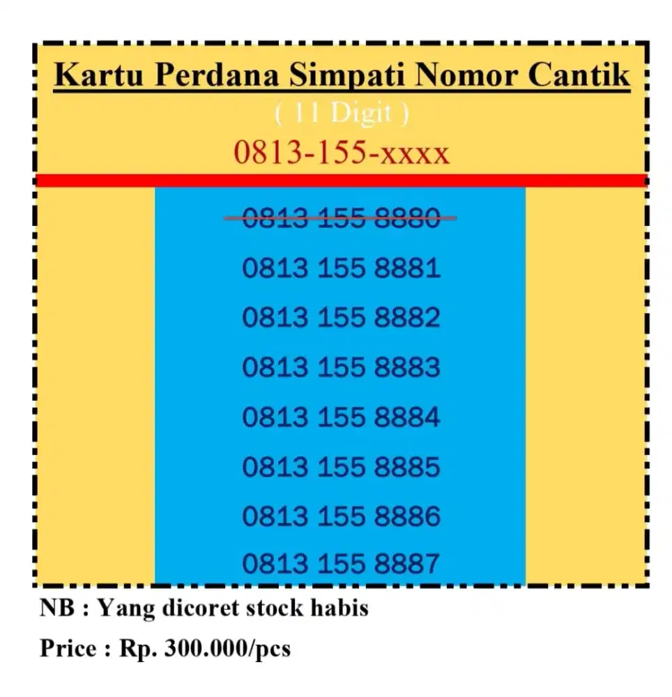 Kartu Perdana Simpati Telkomsel Nomor Cantik 11 digit