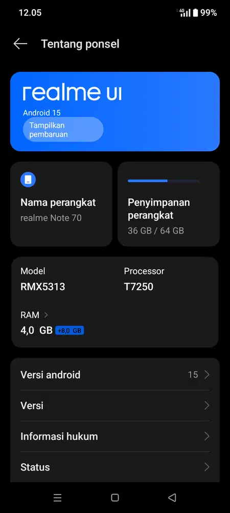 Realmi not 70 4+8/64..mulus..fullset