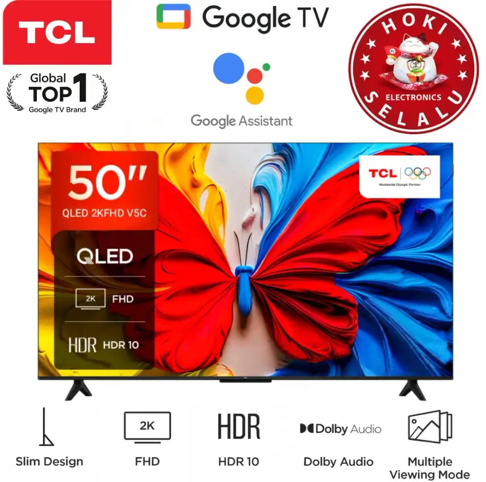 TCL Smart Google TV 50 Inch 50V5C Qled Quantum Dot Led 2K FHD Digital