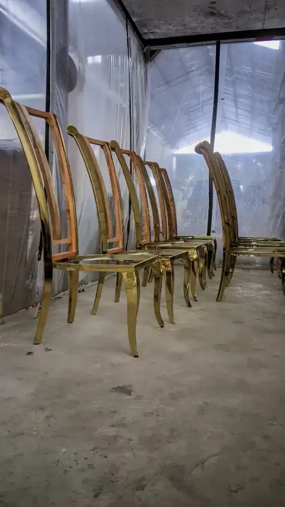 Kursi Makan Stainless Gold Mewah Rangka Kuat & Elegan (Harga Per Biji)