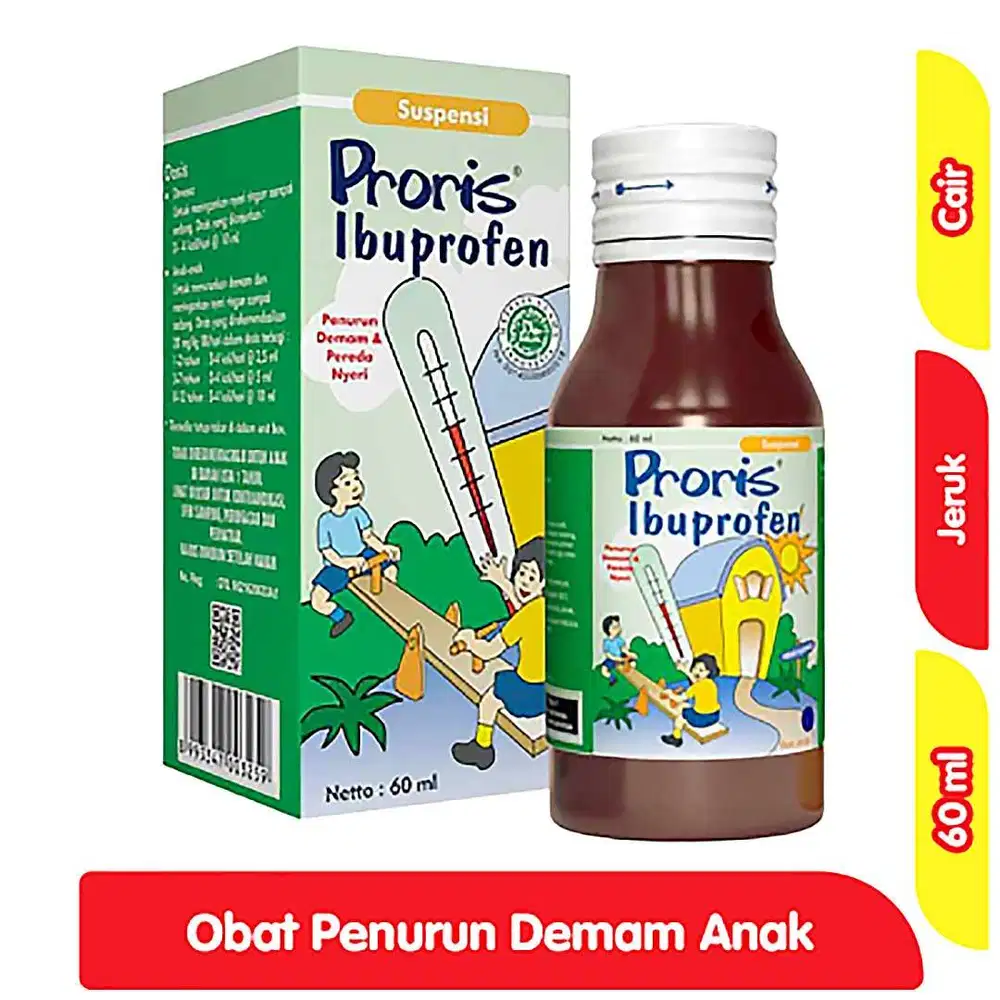 251214A Proris Ibuprofen Botol 60ml Obat Sirup Cair Penurun Demam Anak