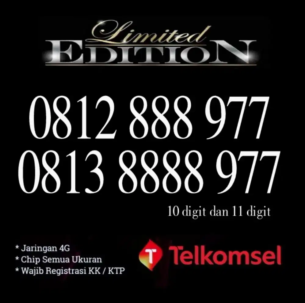 Nomor Cantik Spesial Mewah Sepasang Telkomsel Simpati seri 888 977