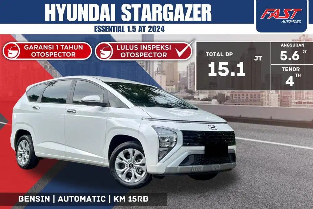 HYUNDAI STARGAZER ESSENTIAL 2024 1.5 AT LOW KM.15RB & PAJAK PANJANG