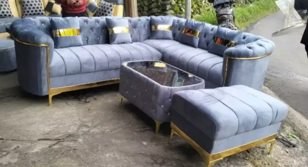 Sofa turki sudut abu tua