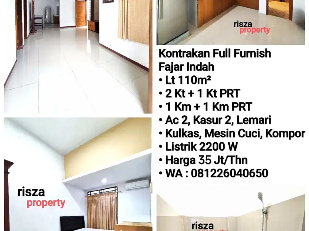 Sewa Rumah Full Furnish Area Fajar Indah, dekat Manahan