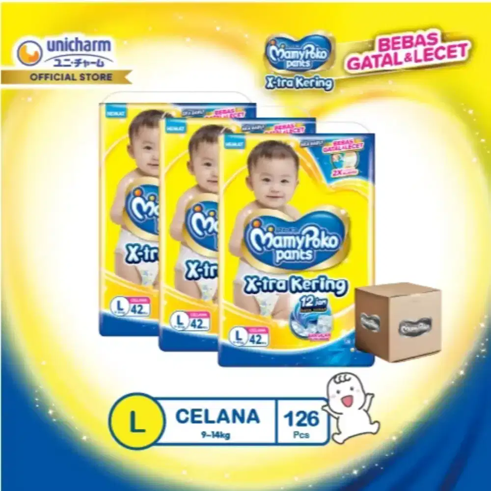 Mamypoko pants xtra kering L 42 popok celana 3 pack/1karton