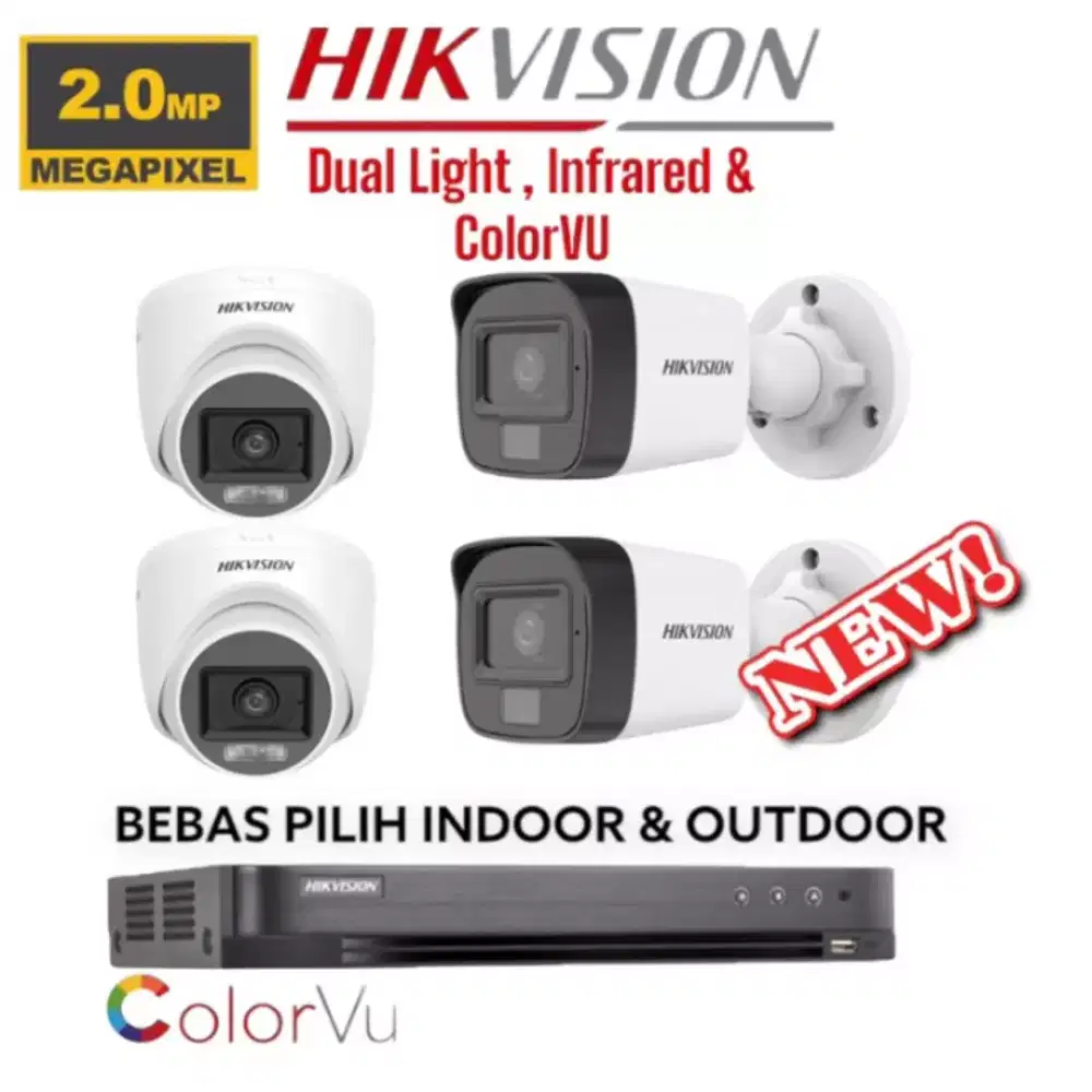 Paket cctv hikvision 8 ch 4 kamera 2mp