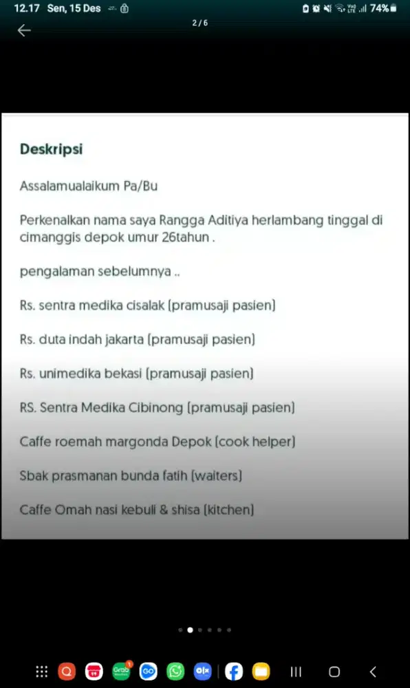 Niat kerja untuk membantu ke dua orang tua saya