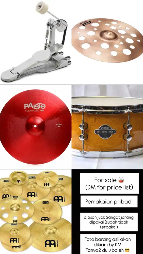 Snare Sonor, Paiste Cymbal, Jojo Mayer Pedal, Meinl Cymbal