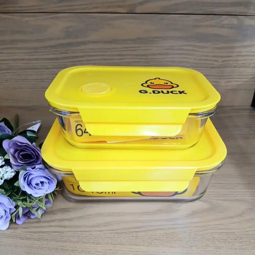 Wadah makanan Mangkok tahan panas microwave 640ml G.Duck, baru