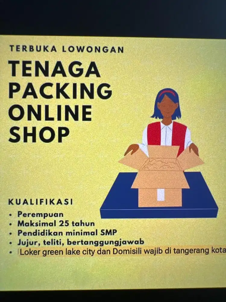 Dibutuhkan loker packing glc