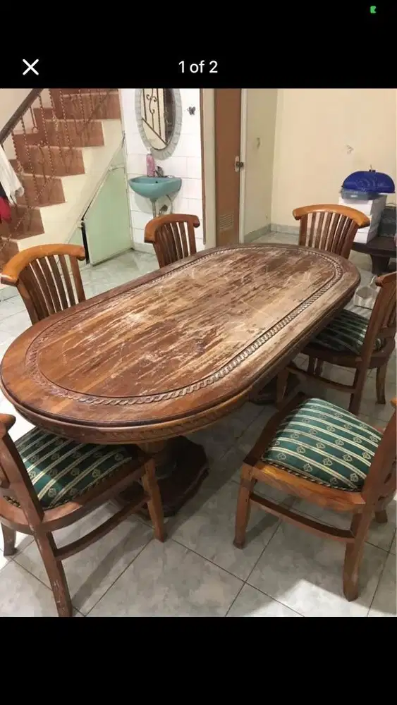 Dijual meja makan besar & 6 kursi makan