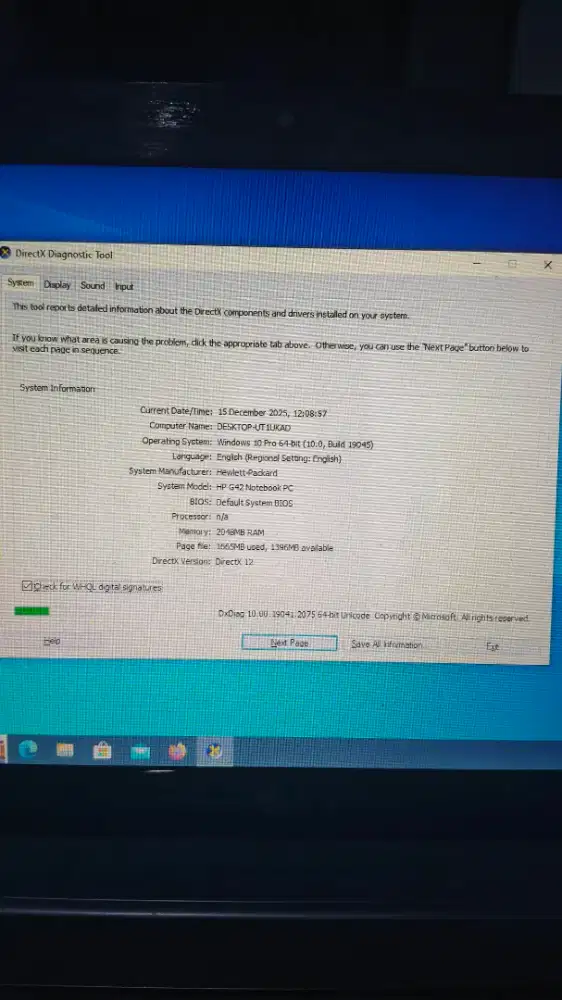 Laptop HP G42 Normal