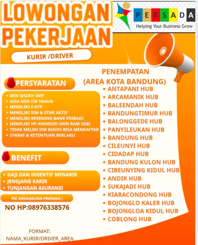 Lowongan kerja area bandung