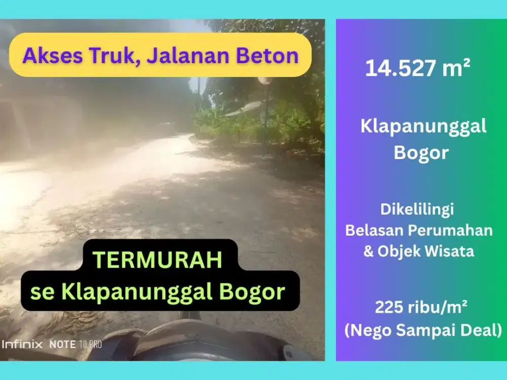Jual Tanah di Timur Cibubur, Klapanunggal Bogor, Dikelilingi Perumahan, Hanya 225 Ribu/m2, Nego