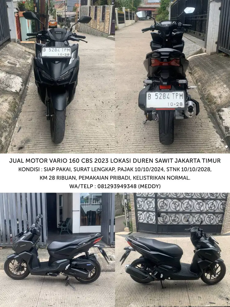 JUAL MOTOR HONDA VARIO 160 2023 DUREN SAWIT JAKARTA TIMUR