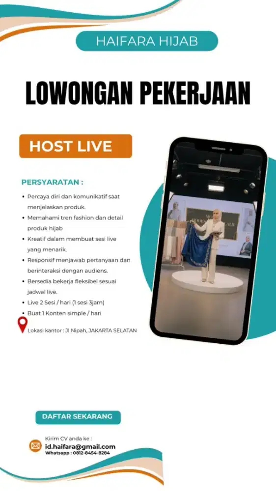 Lowongan Host live produk Hijab