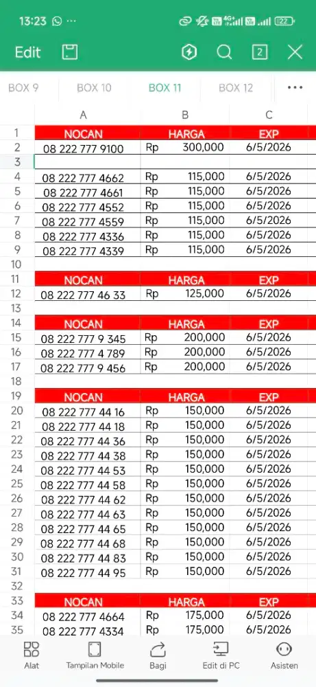 Nomor cantik telkomsel tgl lahir