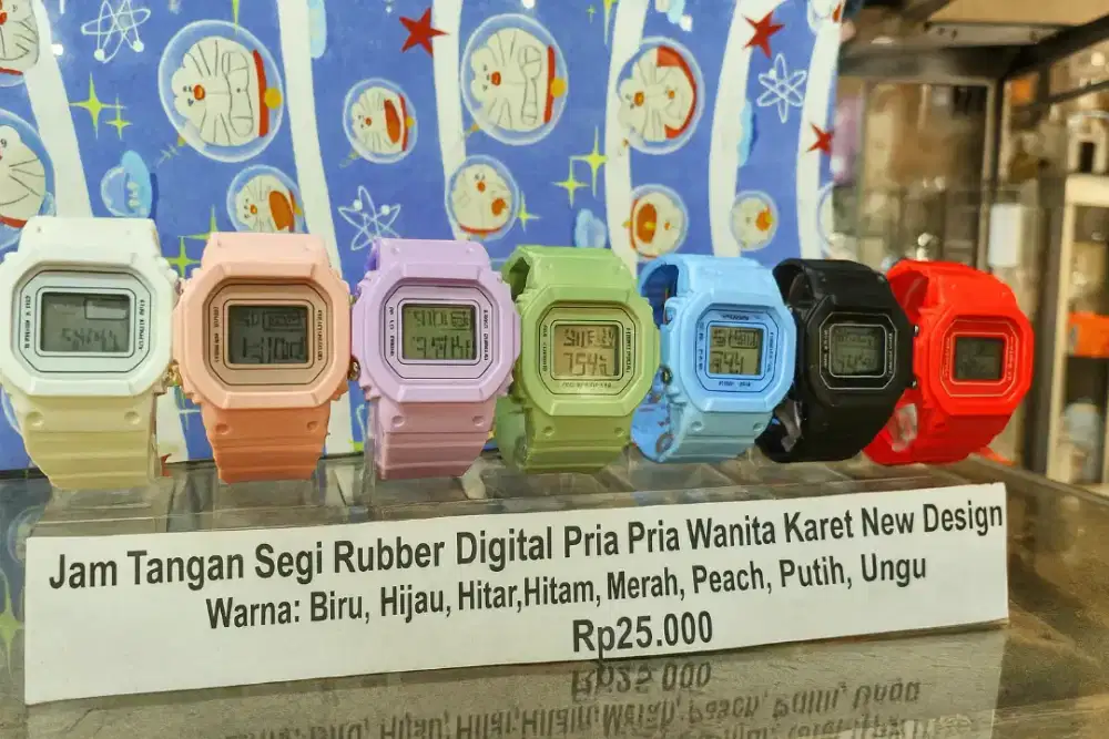 Jam Tangan Pria Wanita Digital Rubber Segi Murah Karet Hitam