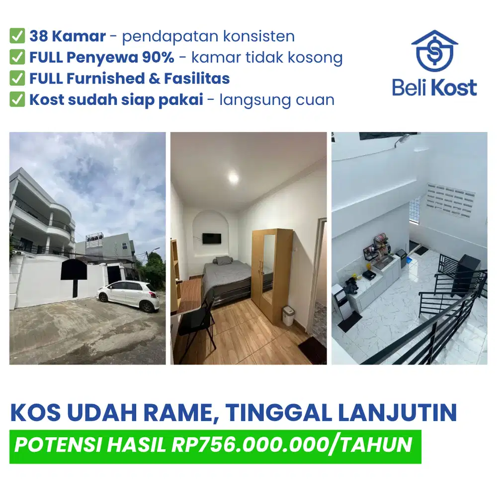 Jual Butuh Kostan Deket BSD Full Penyewa Untung Rp756JT/Tahun