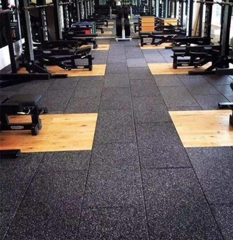 Rubber Flooring Mat Tile Gym Lantai Karet 50x50 Tebal 1,5cm - HITAM