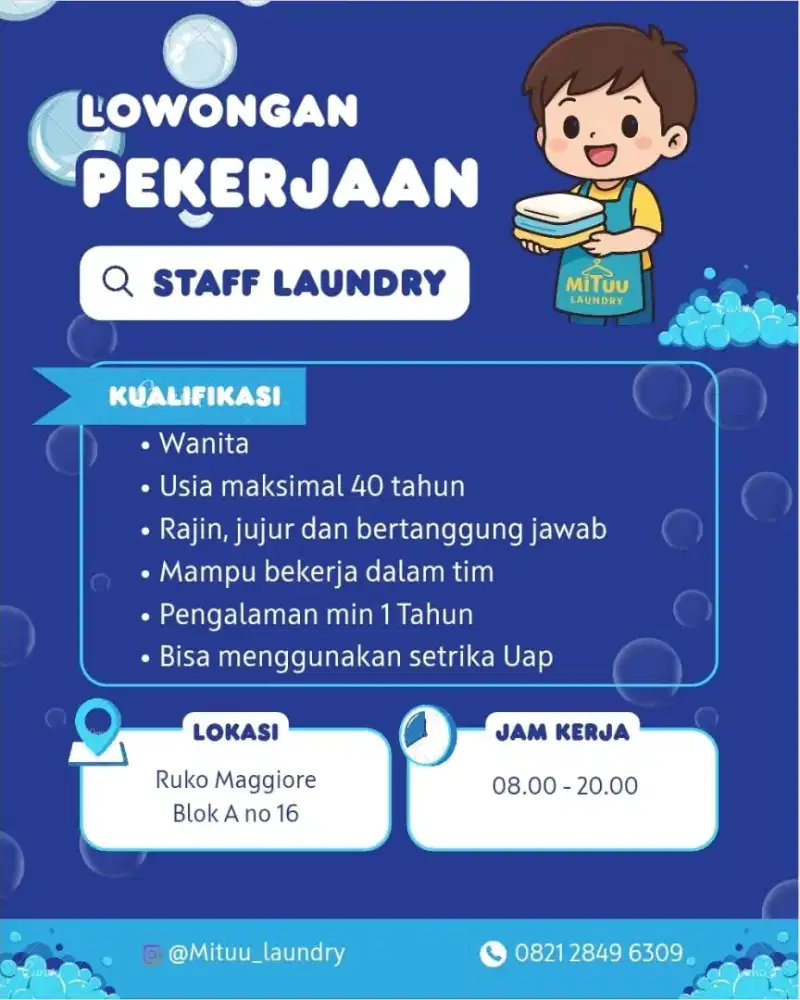 Lowongan Kerja Staff Laundry