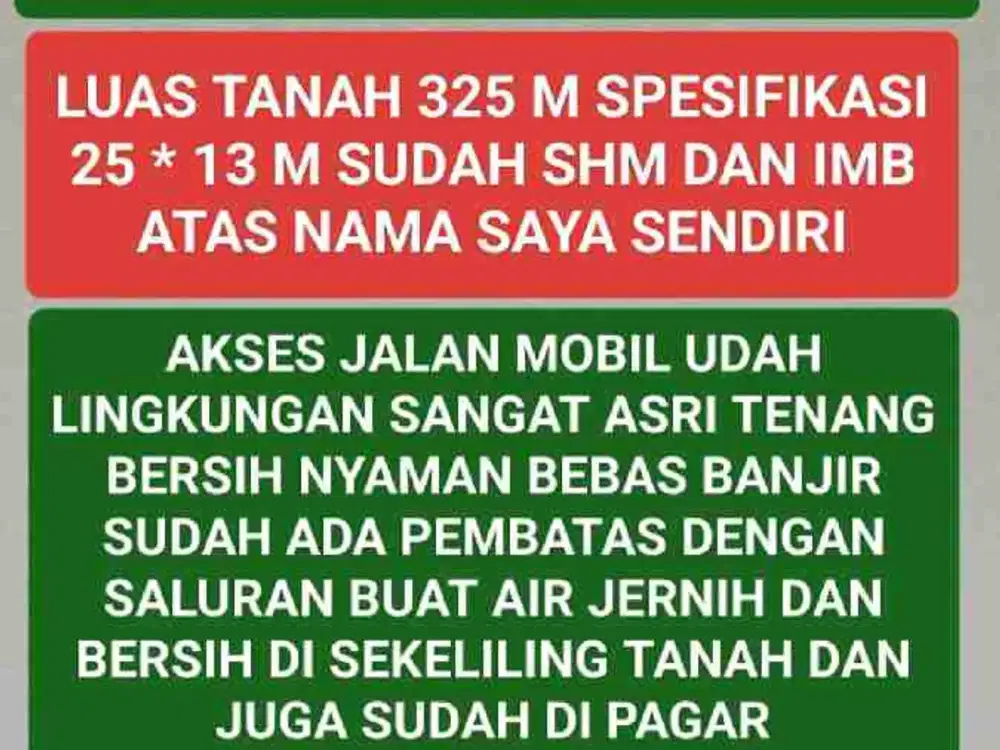 tanah depok SHM 325 atas nama sendiri