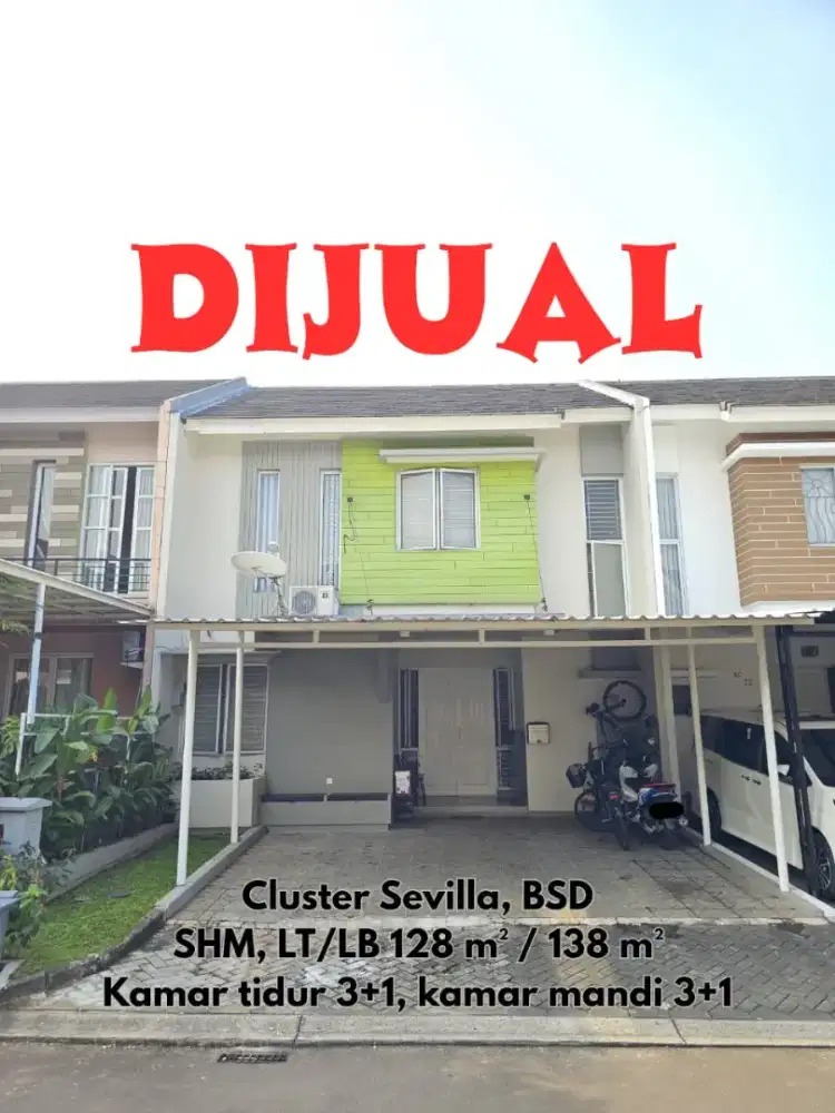 Rumah 2 lnt, semi furnish, @ Cluster Sevilla BSD